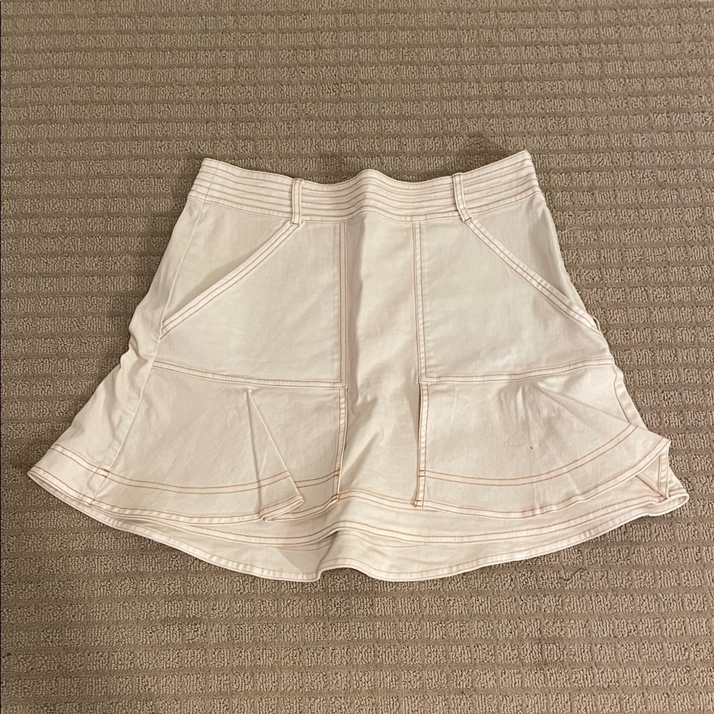 Pilcro Cream Jean Flare Mini Skirt